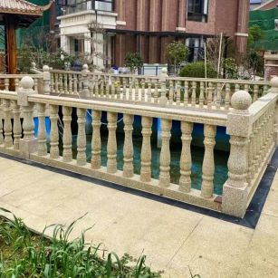 内蒙古黄金麻花岗岩石材栏杆，扶手，将军柱，花瓶柱