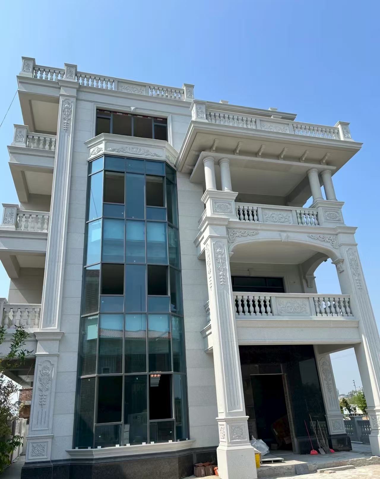 内蒙古 白麻花岗岩别墅外墙干挂效果展示