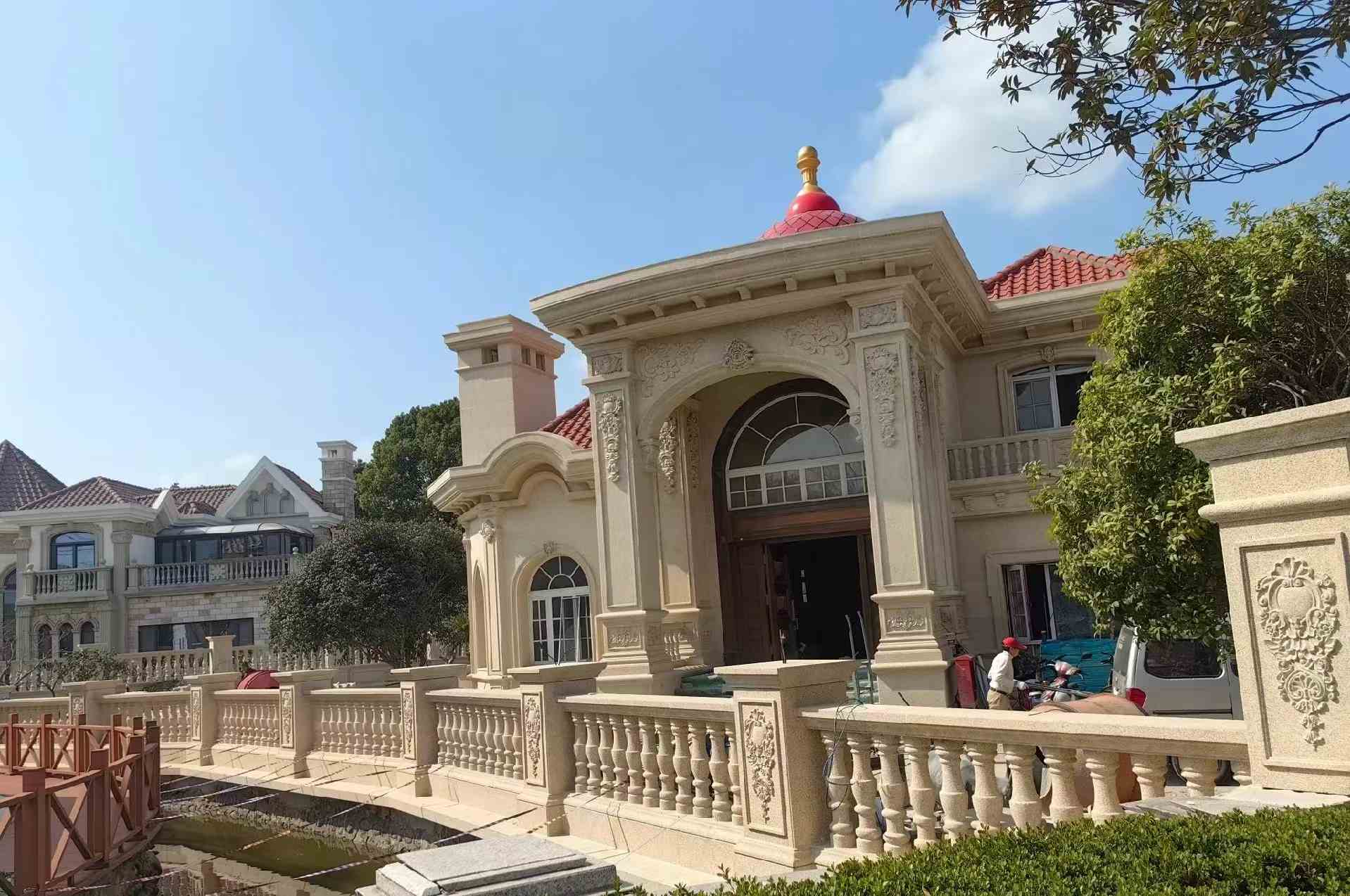 内蒙古 黄金麻花岗岩欧式别墅