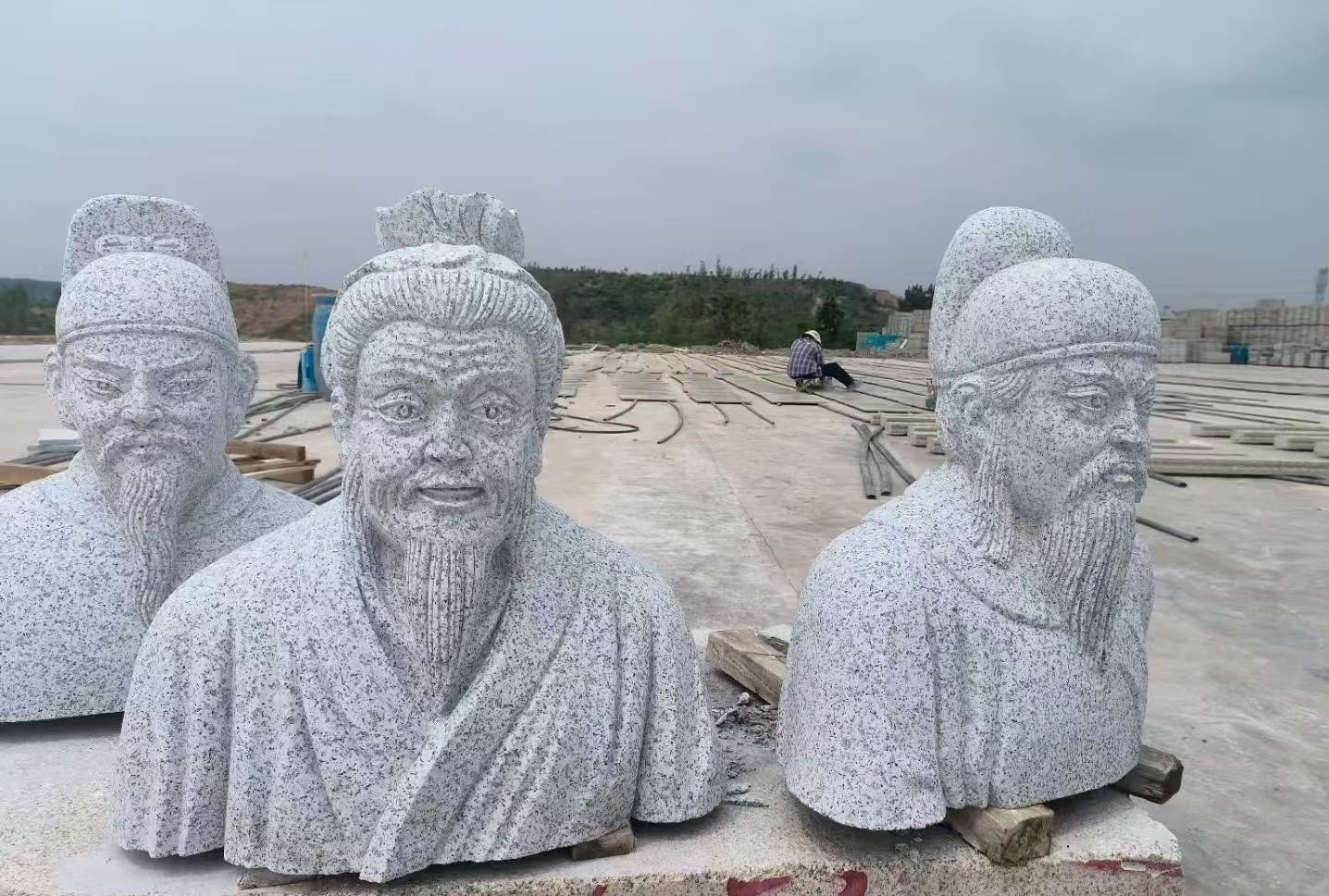内蒙古 白麻花岗岩石材人物立体雕刻