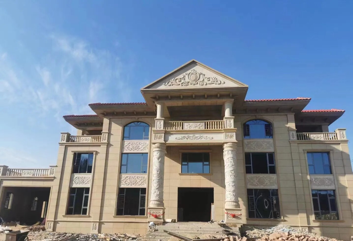 内蒙古 黄金麻花岗岩别墅外墙干挂