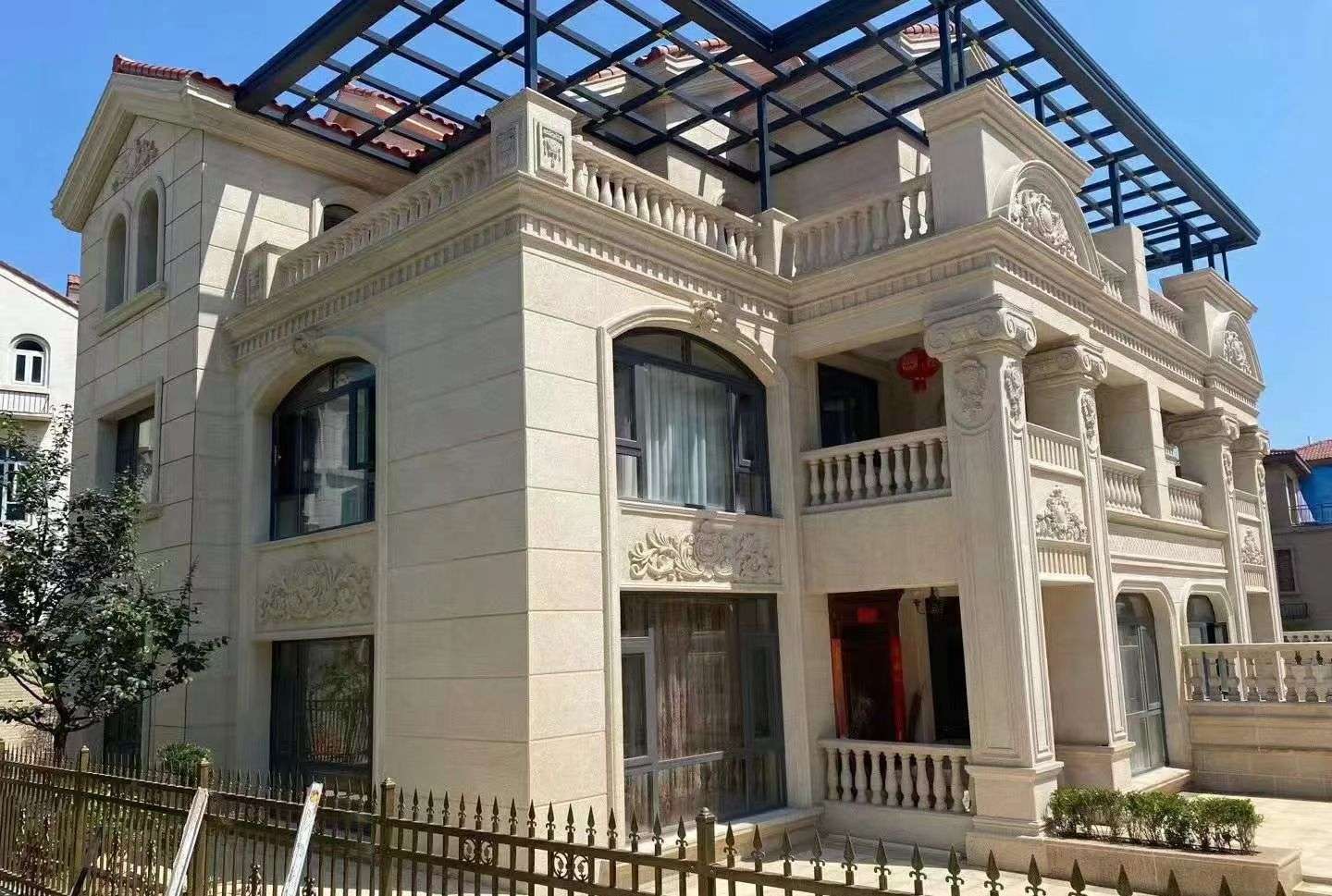 内蒙古 黄金麻花岗岩荔枝面别墅外墙干挂