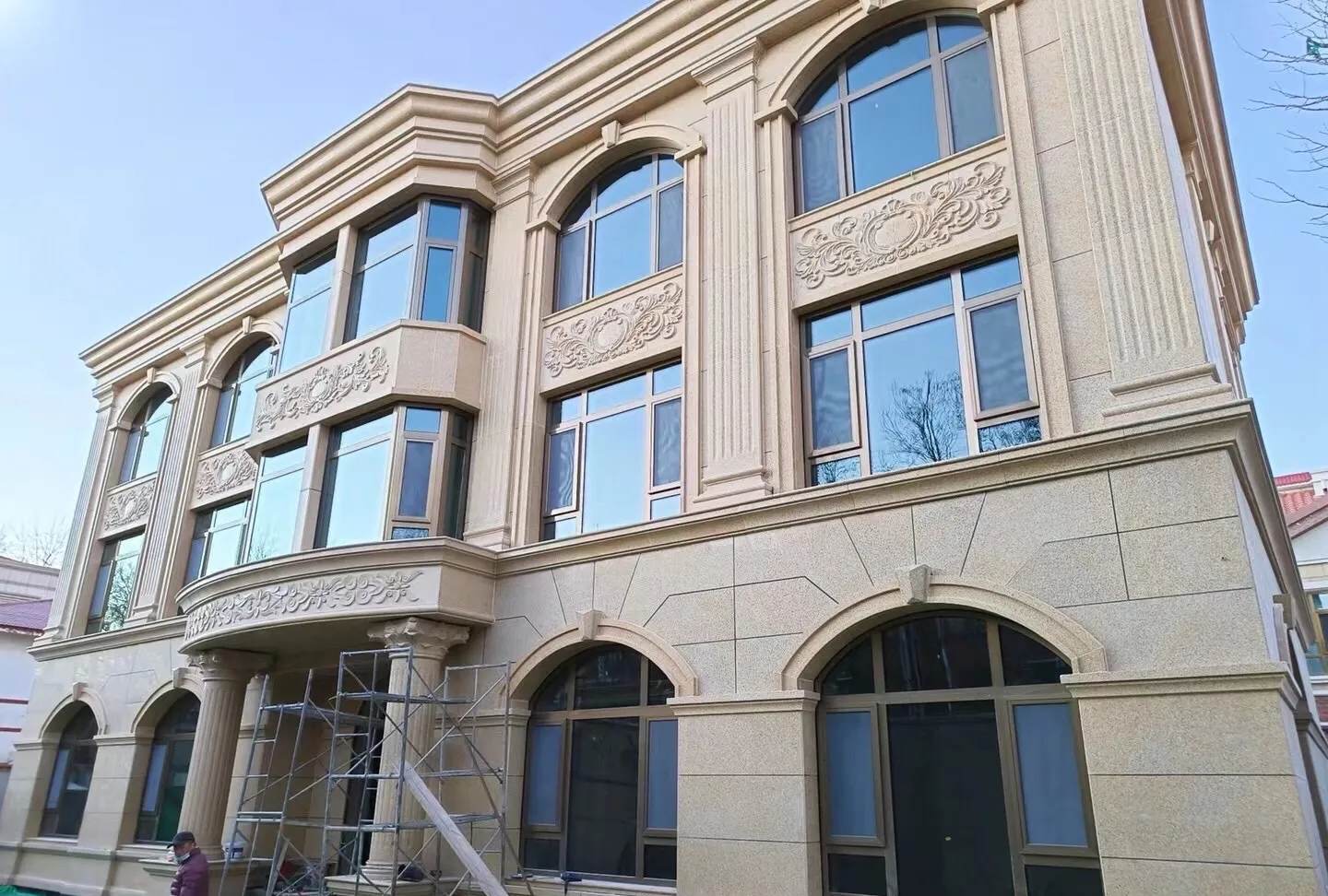 内蒙古 黄金麻花岗岩别墅外墙干挂