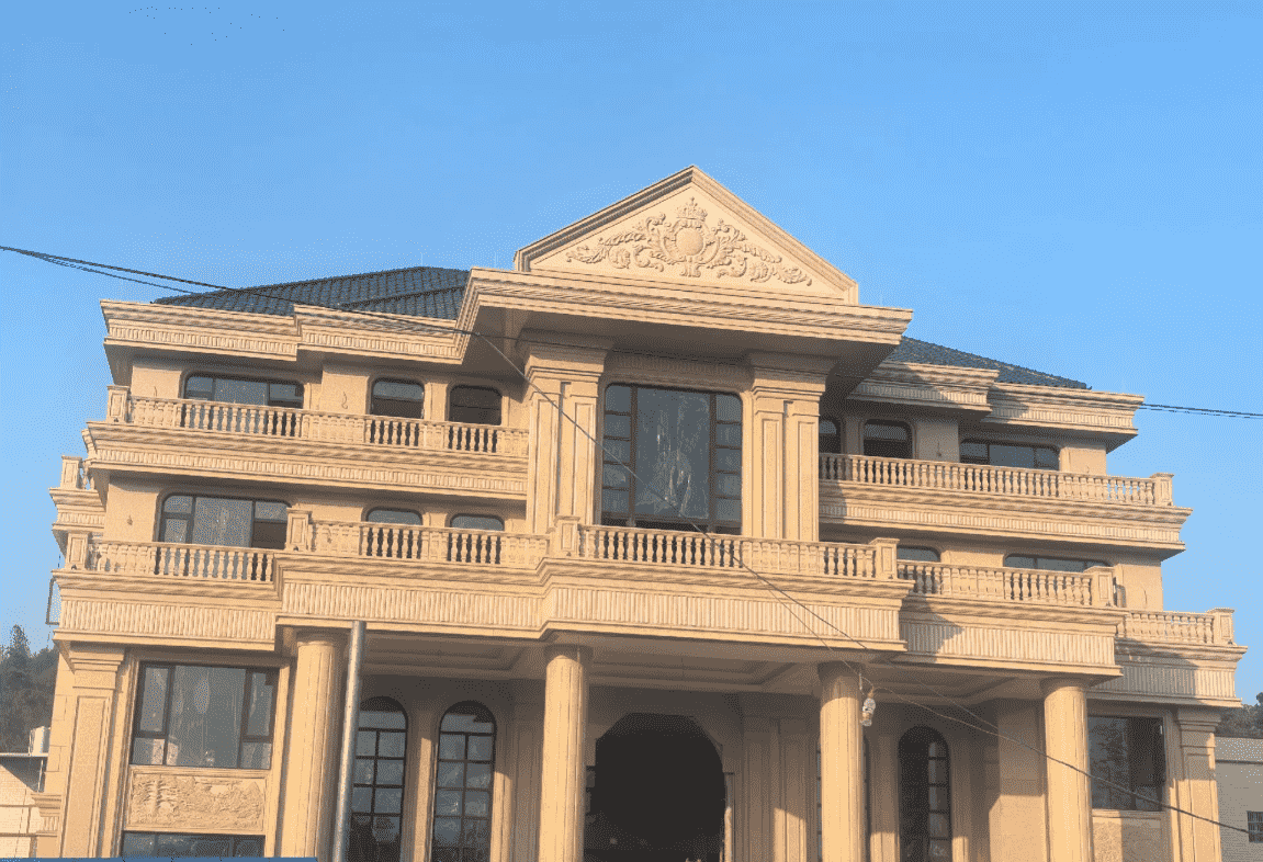 内蒙古黄金麻别墅外墙干挂石材效果示例